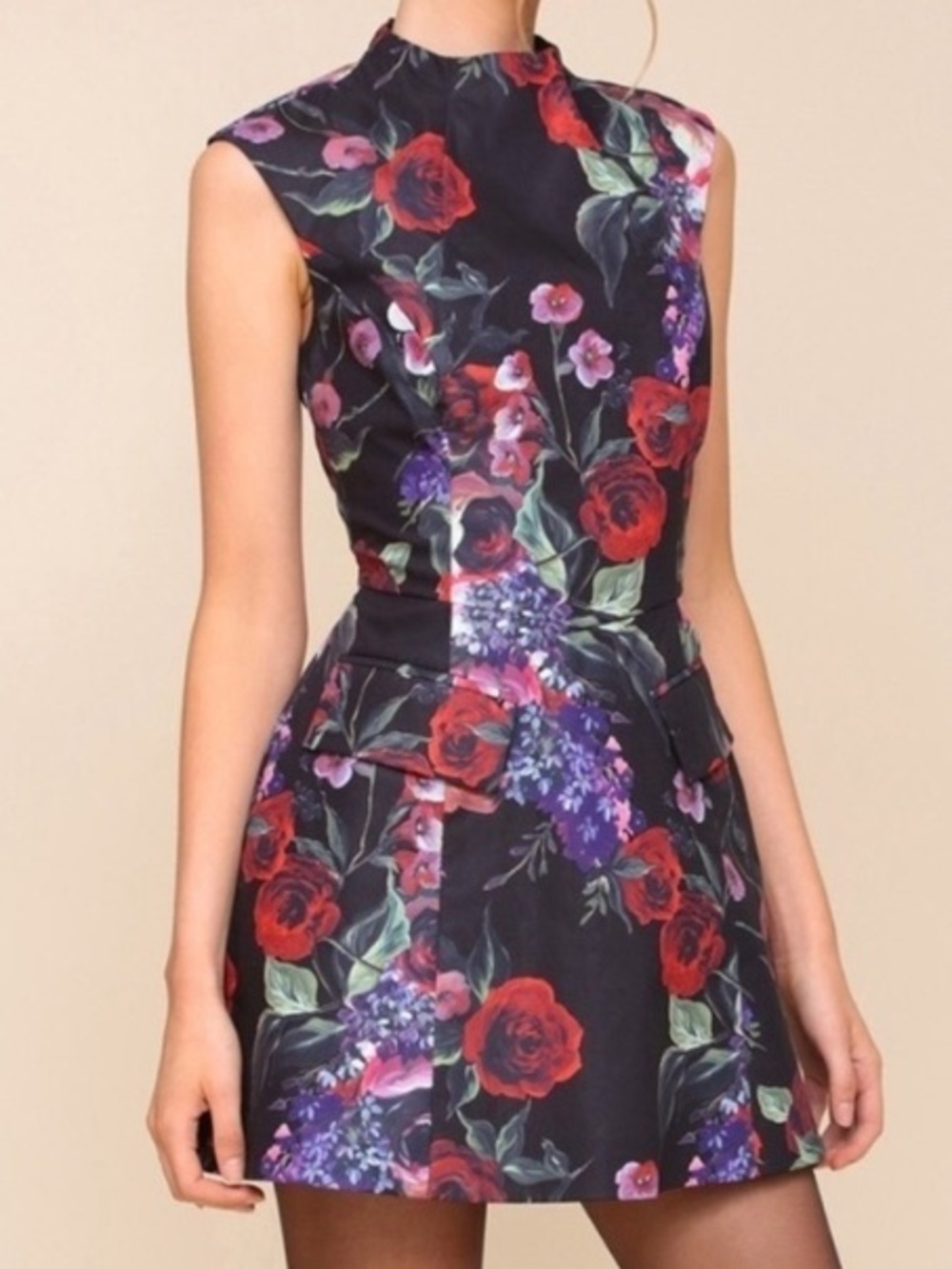 NEW Avec le filles dark floral fit and flare mini dress size 14